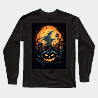 scary pumpkin on halloween Long Sleeve T-Shirt